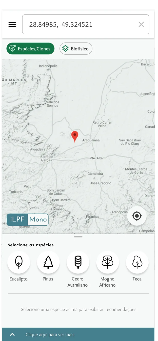 Tela do aplicativo: Geolocalização