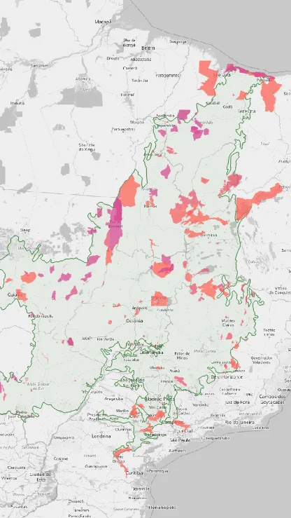 Tela do aplicativo: Mapas temáticos
